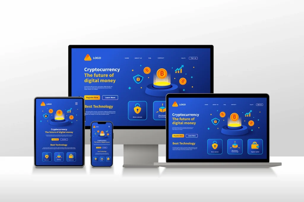 strona internetowa pokazana na różnych urządzeniach mobilnych